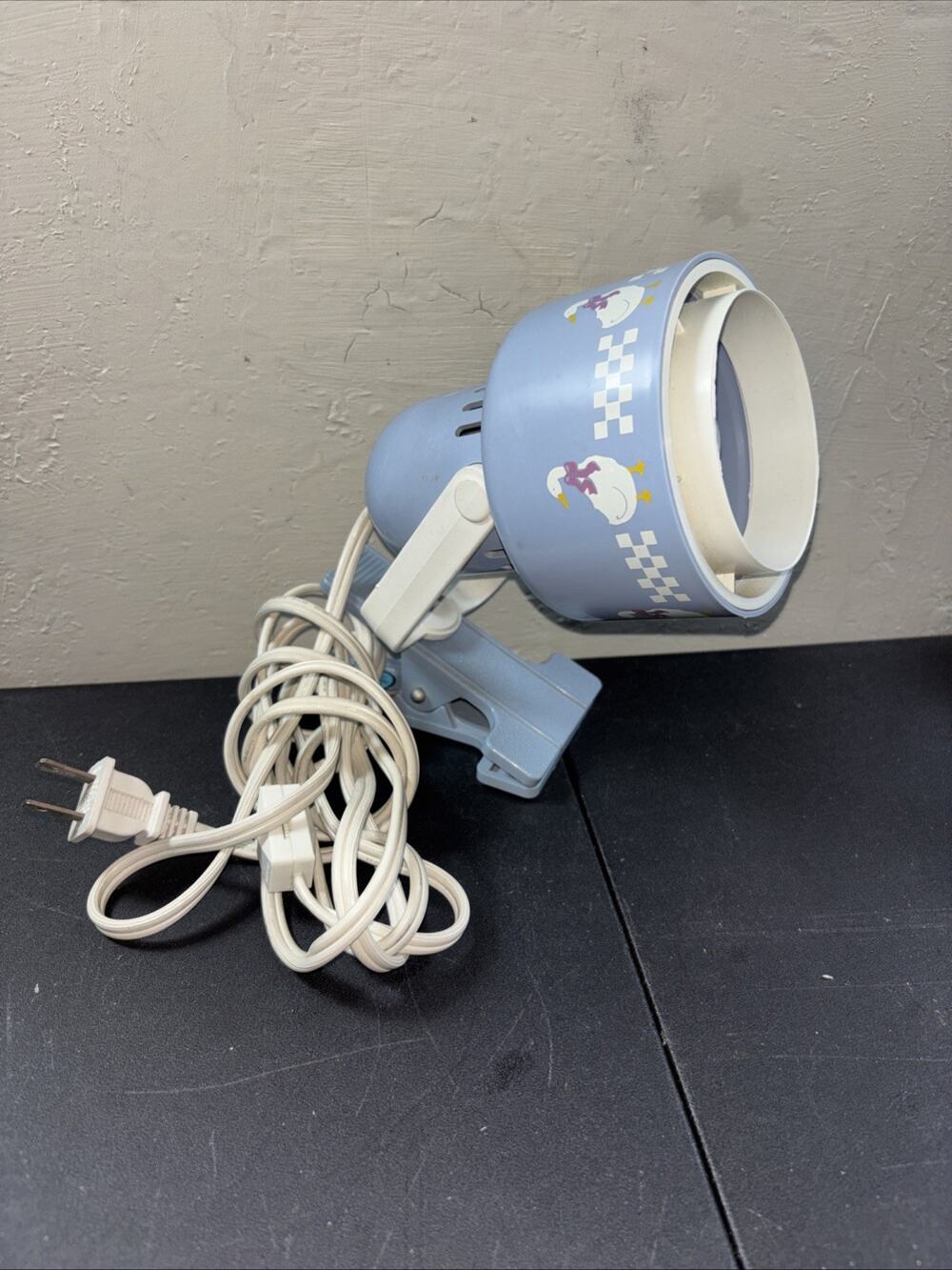 Vtg Country Goose Clip On Clamp Light / Lamp Geese Duck With Bow Tested